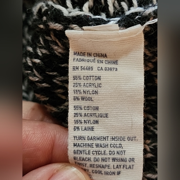 American Eagle XL Marled Knit Sweater Open Stitch Black White Slouchy Cozy - Picture 10 of 10